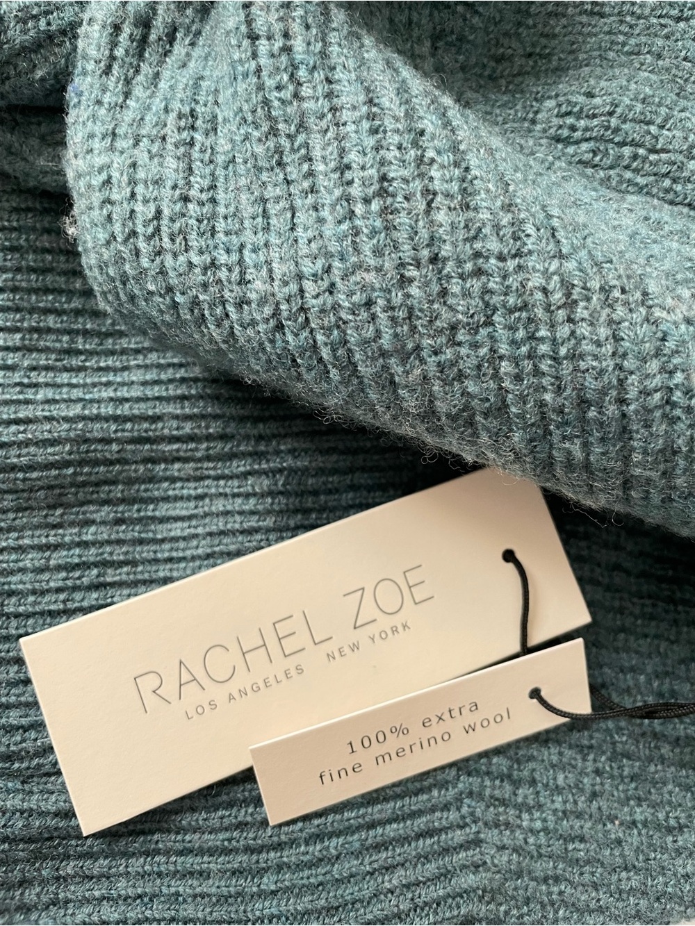 Extrafine Merino Wool Teal Turtleneck Sweater by Rachel Zoe size Large NWT - Picture 7 of 9
